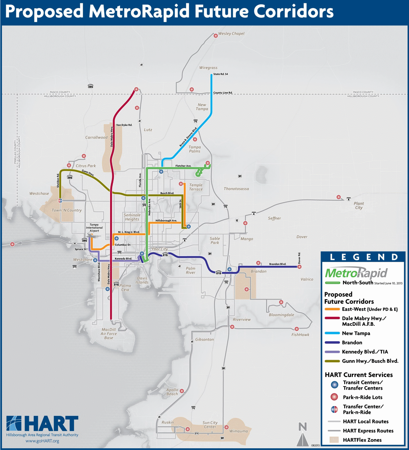 A more detailed map from 2013 of future MetroRapid corridors.
