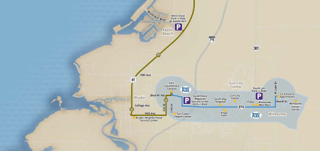 A map showing how local and HART FLEX service looks like in SouthShore today. From GoHART.org.