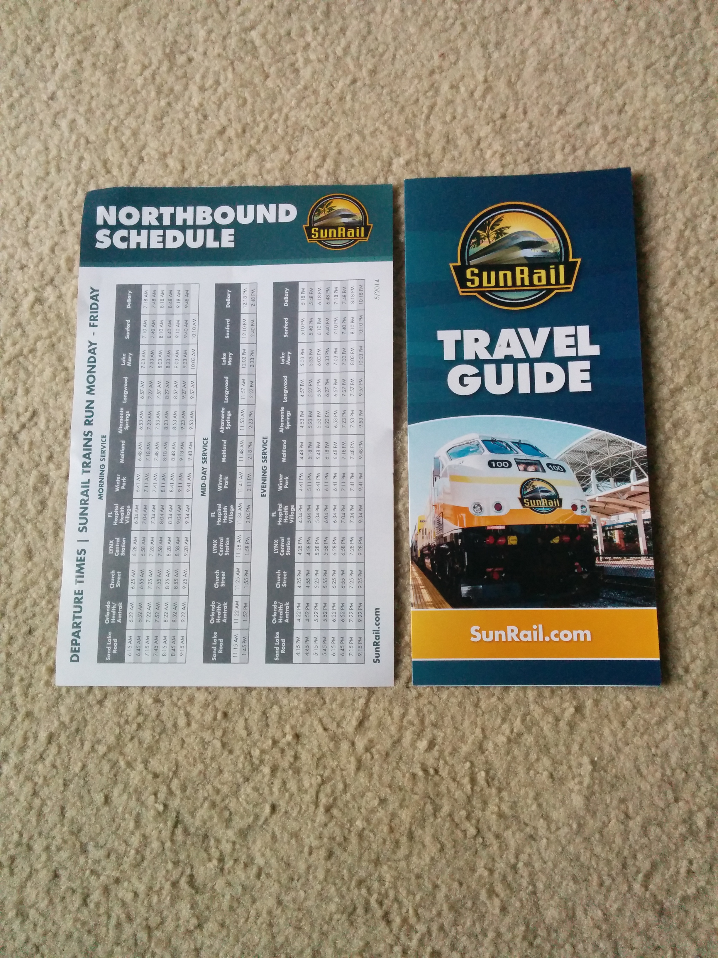 A SunRail schedule timetable and travel guide. Photo Credit: HARTride 2012.