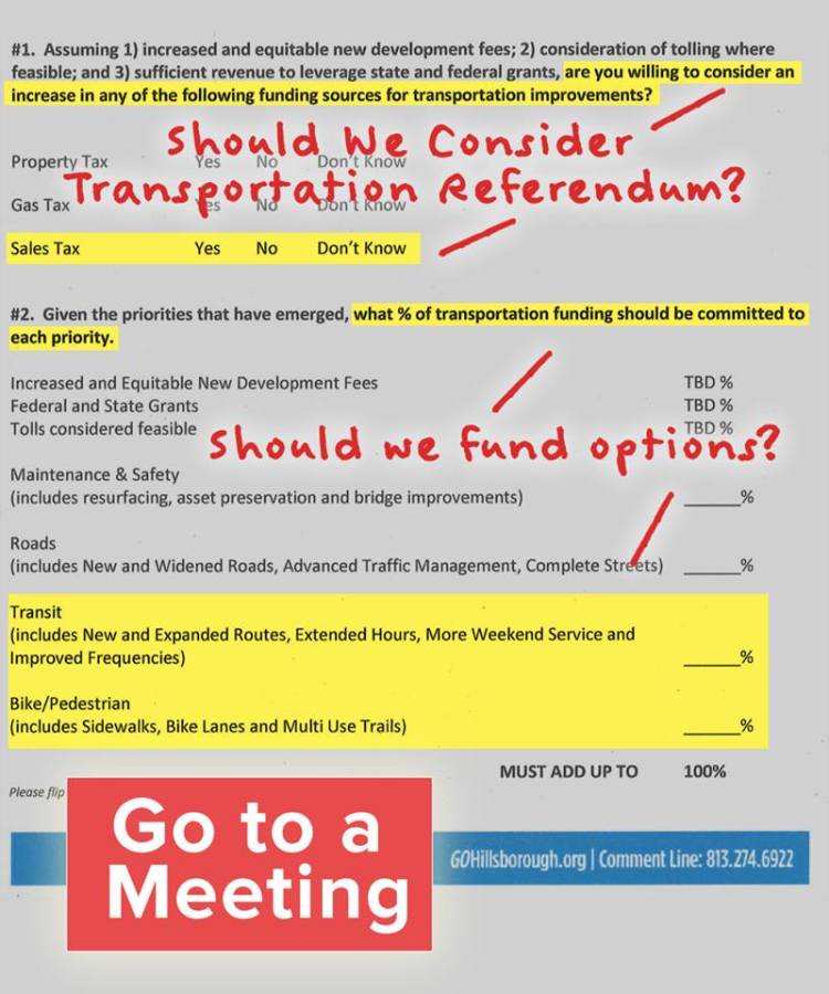 This is the paper that citizens were asked to fill out at the "Making Choices" meetings. Credit: Connect Tampa Bay.