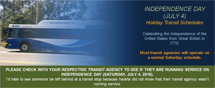 July 4 Holiday Transit Schedules Banner 1