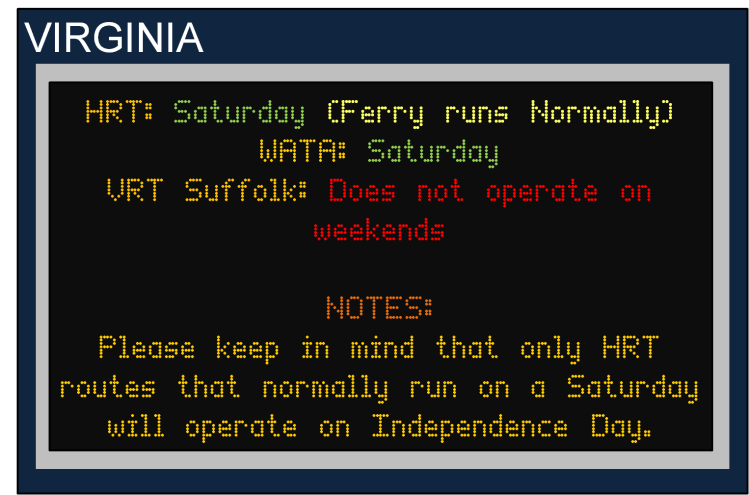 Labor Day 2015 Virginia Service