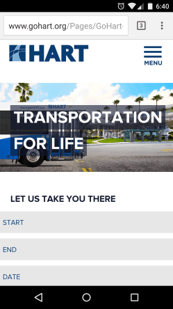 Screen capture of the mobile site, taken on 8/16/15.