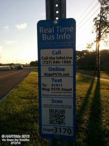 You can find the "Real Time" panel at each PSTA bus stop.