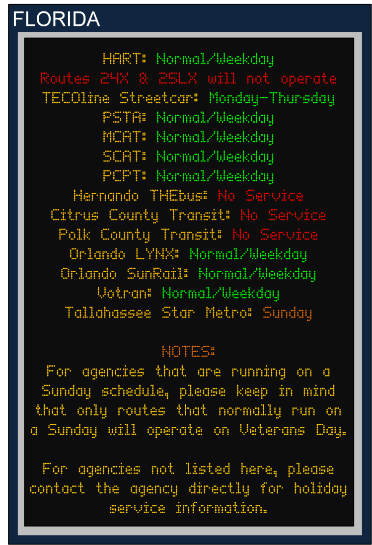 Veterans Day 2015 Florida Services