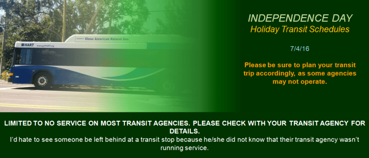 July 4 Holiday Transit Schedules Banner 11