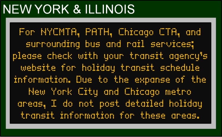 July 4 Holiday Transit Schedules Banner 8 - NY-IL