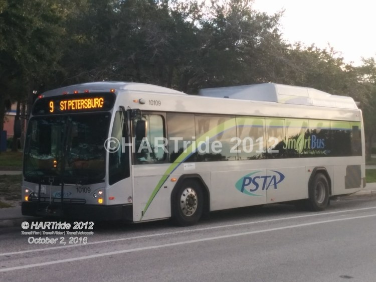 #10109 was the inaugural bus on the new Route 9, which takes over the southernmost portion of Route 59.