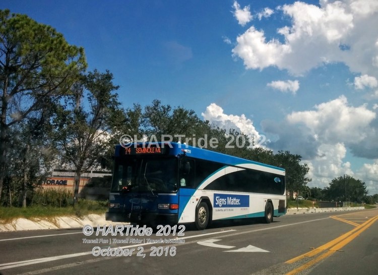 #2709 travels down 94th Ave N on Route 74.