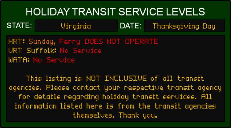 thanksgiving-va-transit-service-levels